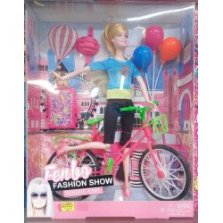 muñeca en bicicleta con globos