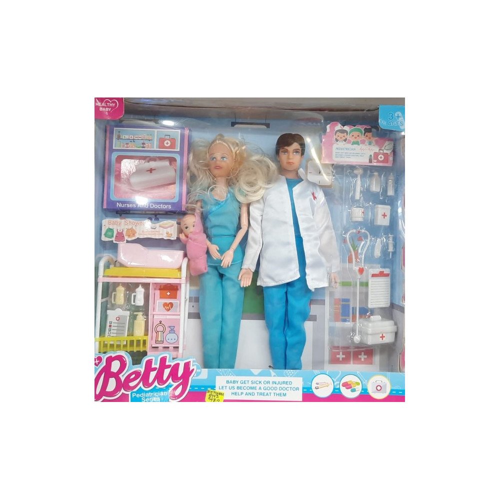 muñecos de doctor y enfermera con accesorios muñecos de doctor y enfermera con accesorios