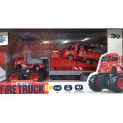 carro camion grua con transportador de carro bombero a escala