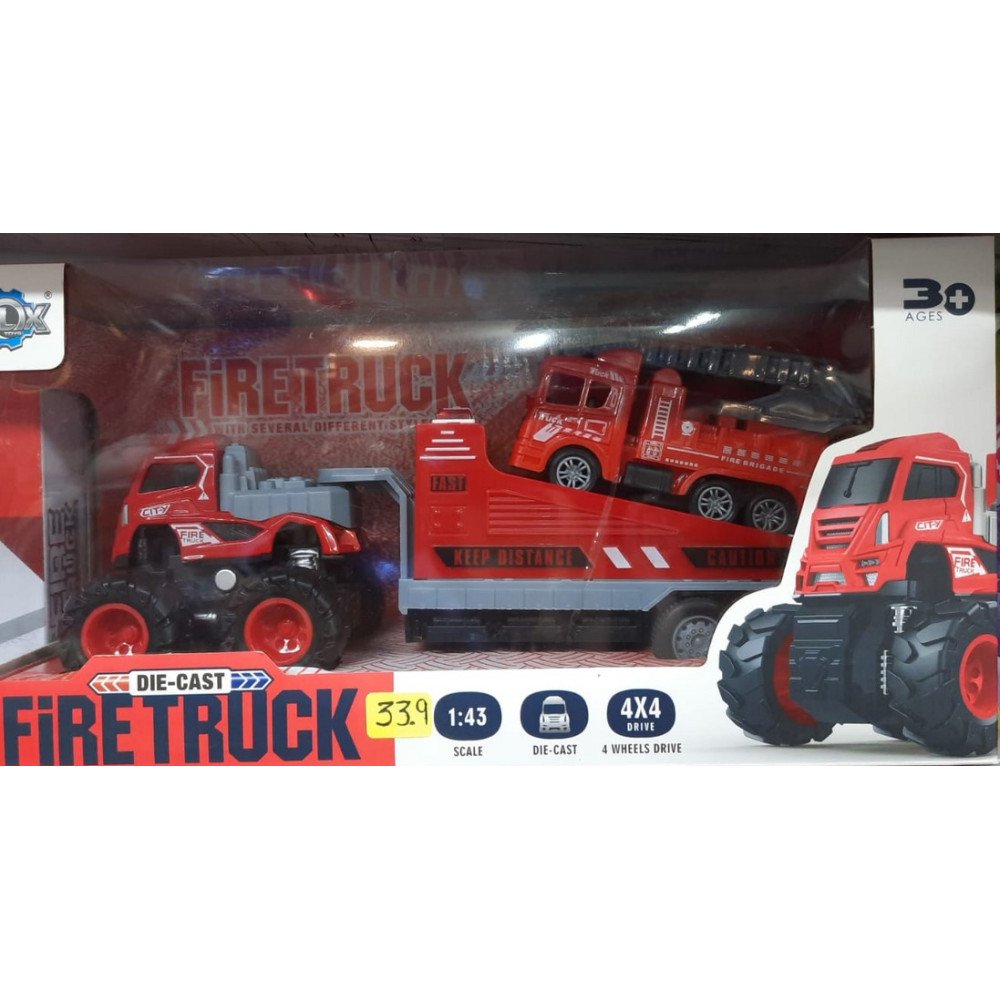 carro camion grua con transportador de carro bombero a escala