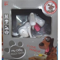 Alcancia perrito come monedas